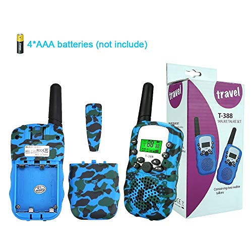 GoBig 6201 Voice Activated Adults and Kids 3 Mile Range 2 Way Radio Walkie Talkies Built in Flash Light Camo Blue (2 Pack)