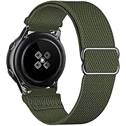 UHKZ 20mm Nylon Elastic Watch Bands Compatible with Samsung Galaxy Watch Active 2 44mm 40mm/Watch 3 41mm/Galaxy Watch 42mm/Gear S2 Classic,Adjustable Fabric Breathable Stretchy Wristband,Pure Green