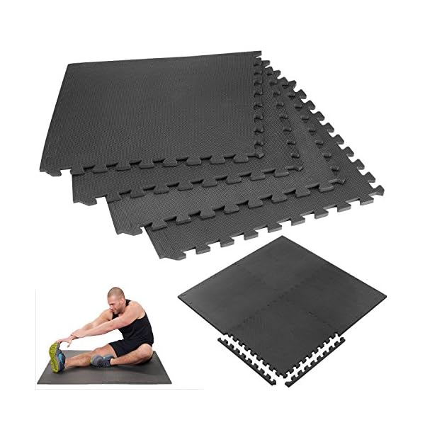 FunkyBuys® 48 SQ FT Interlocking Black EVA Soft Foam Exercise Floor