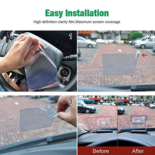 Techstick Pack of 2 HD Head Up Display Reflective Film, Car HUD