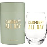 Santa Barbara Design Studio Holiday Wine Glass Gifts Stemless Wine Glass in Gift Box, 17-Ounce, Cabernet All Day