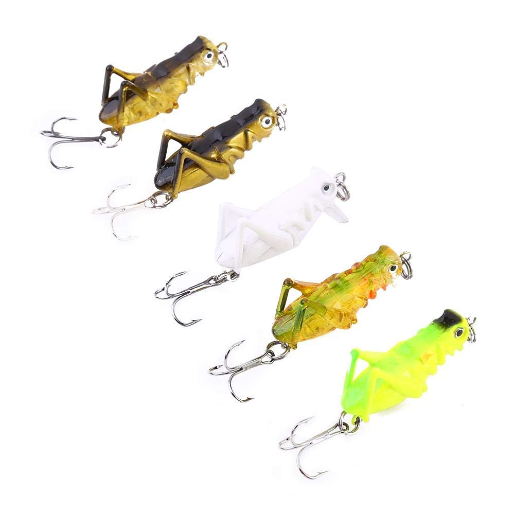 5Pcs Fishing Lure Luminous Locust Cricket Lure Simulation Grasshopper Bionic Bait Artificial Cricket Insect Bait for Night Fishing River Fishing(#2)