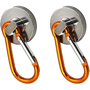 10L0L (2) Super-Strong Neodymium Magnet Holds 35 Lbs! Carabiner Snap Hook