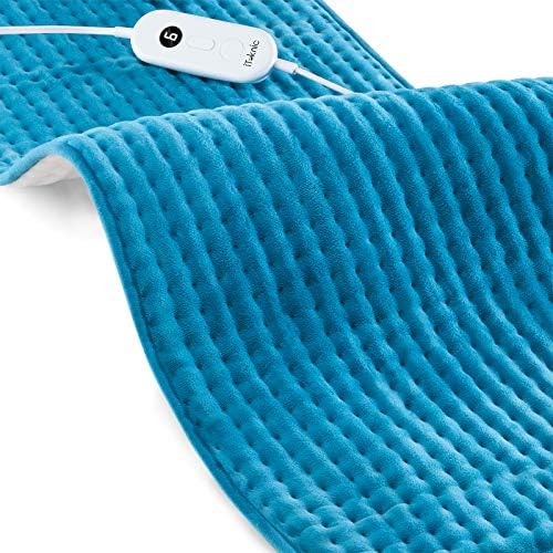 Heating Pad, iTeknic Electric Heating Pad for Back Pain Cramps Relief, XXX-Large 33″x17″ Fast Heating Machine Washable Pad 6 Temperature Settings, Moist Heat Therapy Option, Auto Shut-Off (Upgraded)