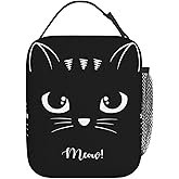 Aoojanu Black Cat Reusable Lunch Box Food Bag Insulated Lunch Bag for Teenage Boys Girls School Beach