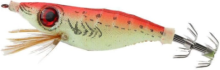 Effacer Artificial Bait, Cloth Wood Shrimp Shape Bait Fishing Bait Accessories Fishing Squid Special Hook(Red)