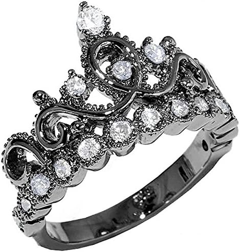 Guliette Verona Sterling Silver Princess Crown Ring (Black Rhodium Plated) (4)