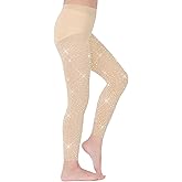 FANCAME Girls Footless Sparkle Rhinestone Tights, Ballet Dance Tights for School Students Kids