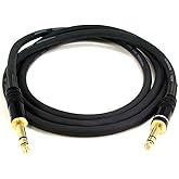 Monoprice 1/4-Inch TRS Male to Male Cable - 6 Feet - Black, 16AWG, Gold Plated - Premier Series