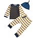 Lily.Pie Newborn Baby Boys Funny Bodysuits with Leggings Caps 3pcs Outfit Clothes (12-18M, Yellow)