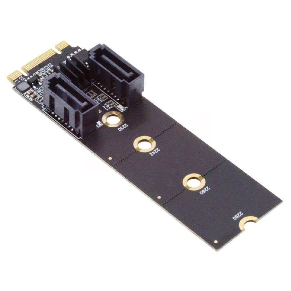 cablecc PCI Express NGFF Key B+M to SATA 3.0 6Gbps Dual Ports Vertical Adapter Converter Hard Drive Expansion Card JMB582 2230 2242 2260 2280