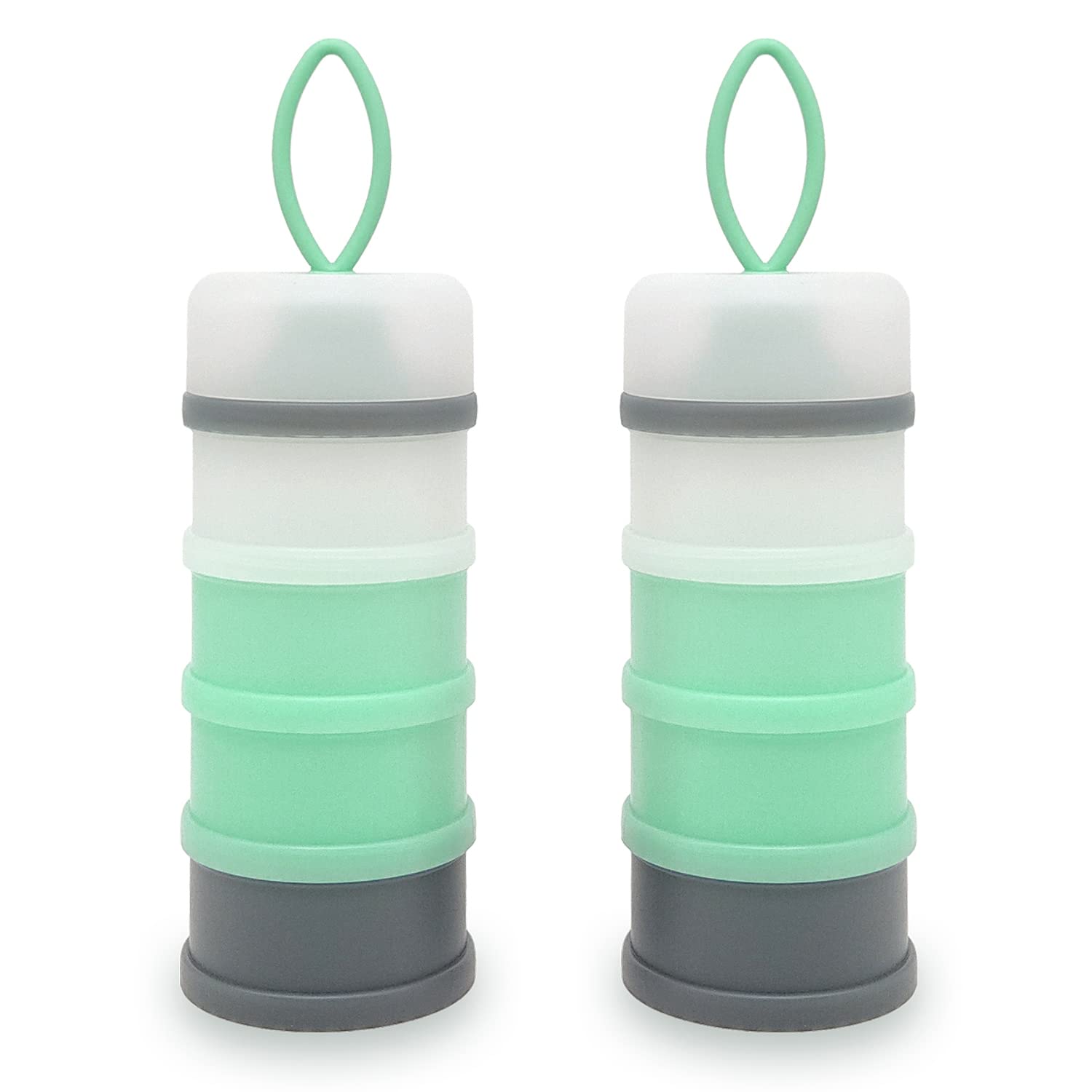 Photo 1 of LADISO Baby Formula Dispenser, Portable Milk Powder Dispenser Container, Baby Feeding Travel Storage Container, Non-Spill Stackable Baby Snack Storage Container, BPA Free, 4 Compartments, 2 Packs