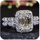 925 Sterling Silver Princess Cut Cubic Zirconia Ring – 2 Carat Square Simulated Diamond Engagement Ring for Women Size 8