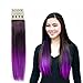 KISSPAT Purple Fashion Ombre Dip Dyed Straight Hair Extension, Synthetic Clip In Hair Extensions, 5 Clips , 23-24 inches Long