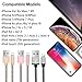 Phone Charger Cable, Charger Cord 3Pack (5FT 5FT 6.6FT) Nylon Braided Durable Charging Cable Fast Charging Compatible Phone X/Xs/Xr/8/8Plus/7/7Plus/6/6Plus/5/5SE Pad Pod & More (Pink Gold Sliver)