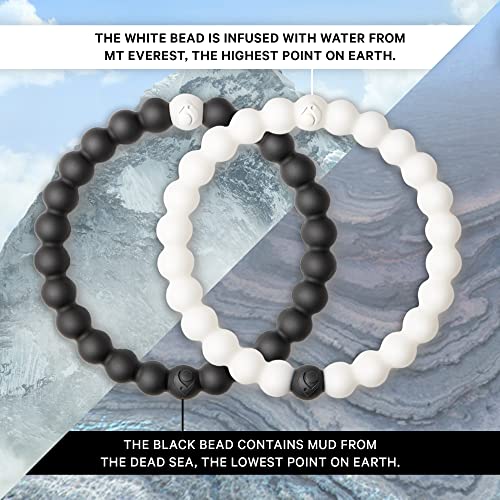 Lokai Silicone Beaded Bracelet Pair for Women & Men, Black & White