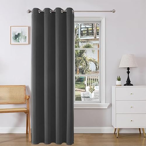 Joydeco Blackout Door Curtain for Doorway Privacy 108 Inches Long, Grommet Closet Curtain for Open Closet, Room Divider for Bedroom Living Room (Grey, 52Wx108L, 1 Panel)