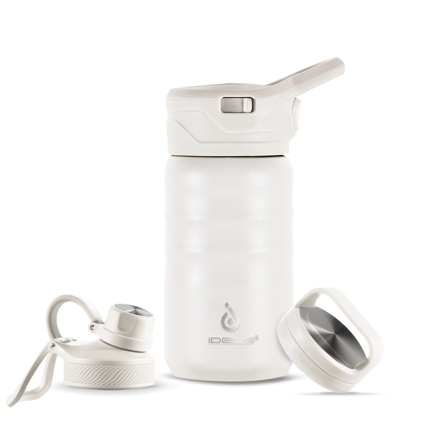 IDEUS Insulated Water Bottle 360ml/12oz, Stainless Steel Water Bottle for School, Insulated Bottles with Straws Leakproof, Vacuum Double Wall Water Bottles for Boys and Girls with 2 Lids, BPA Free — image 1