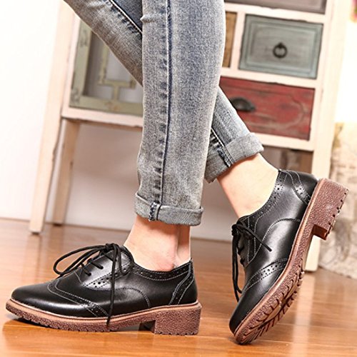 AutumnFall Women's Retro Oxford Shoes (40, black)