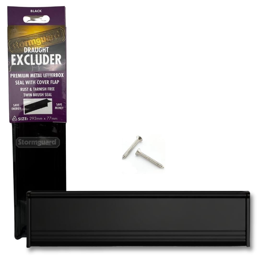 Stormguard 06SR0310000W internal metal mailbox brush case with cover black, 293 x 77 mm