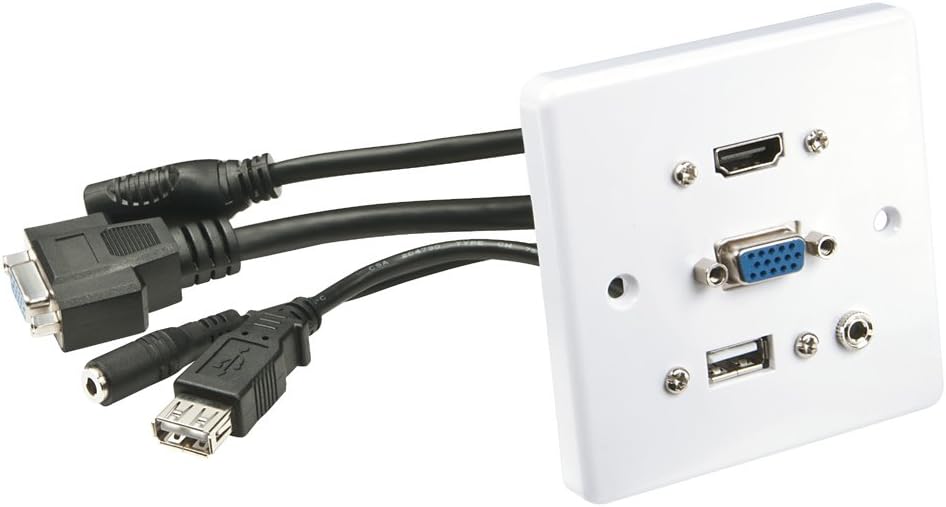 Lindy Multi AV Faceplate, Single Gang, HDMI, VGA, USB Type A, 3.5mm Audio, Fits a Standard UK Mains Back Box - Image 4