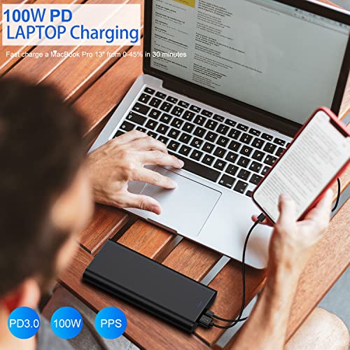 Laptop Power Bank, EASYLONGER 100W 26800mAh Portable Laptop Charger