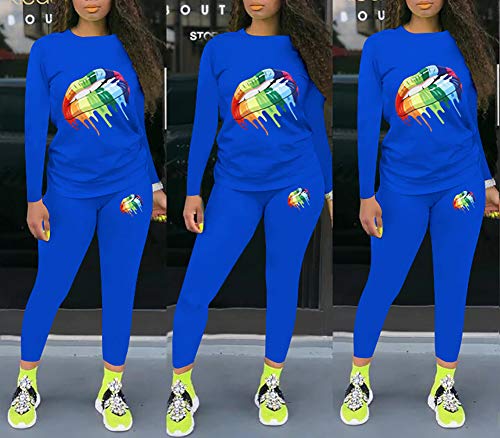 Womens Two Piece Tracksuits Sportswear - Bodycon Pants Joggers Set + Long Sleeve Shirt 2 Piece Outfits Workout Clothes
