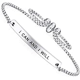 Dainty Cuff Bracelet - I CAN AND I WILL - Encouraging Gifts Jewelry for Women Mantra Gift for Her
