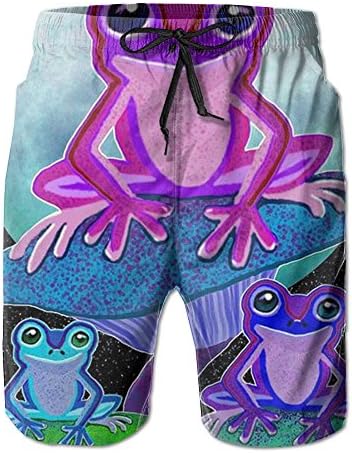 KUXUANO Tree Frogs Light Weight Swim Trunk Teen Polo Boardshort Swimming Water Short