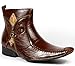 Delli Aldo M-668 Brown Mens Square Toe Dress Ankle Boots Shoes Celtic Styled in Italy w/ Leather Lining and Full Side Zipper