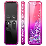 NageBee Protective Case for Apple TV 4K 5th, 4th Gen Remote - Glitter Liquid Quicksand Waterfall Floating Sparkle Bling Diamond Shockproof Cover for Apple TV Siri Remote Controller -Pink/Purple
