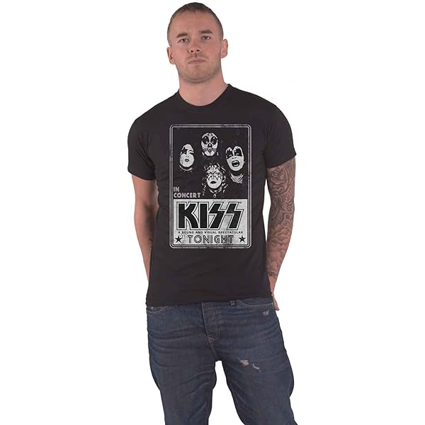 Amazon.com: KISS T Shirt Alive In 77 Vintage Logo Official