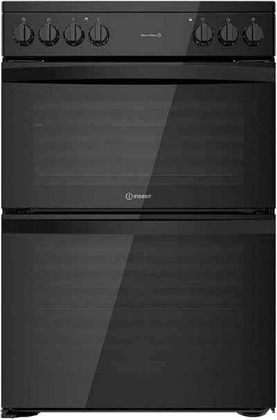 Indesit 60cm Double Oven Electric Cooker Black ID67V9KMB