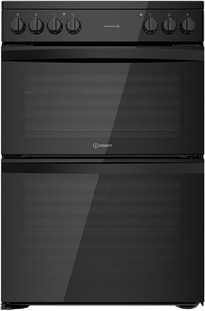 Indesit 60cm Double Oven Electric Cooker Black ID67V9KMB