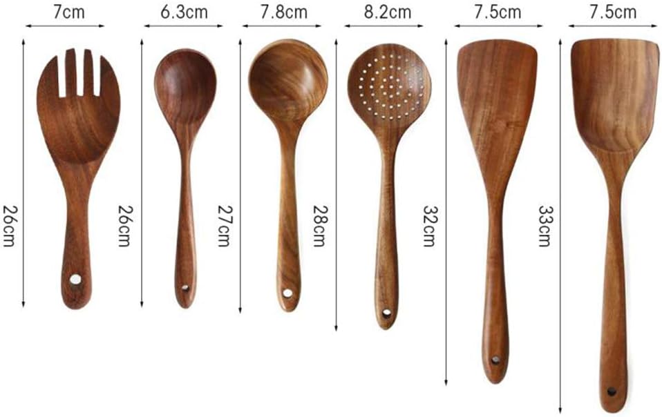 UniHom Wooden Utensils Teak Cooking Utensils Set Nonstick Pan Kitchen