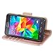 Arae Wallet Case Compatible for Samsung Galaxy Grand Prime with Wrist Strap and [4-Slots] ID&Credit Cards Pocket (Rosegold)