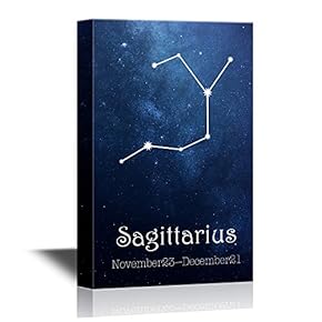 12 Zodiac Signs Constellation Canvas Wall Art - Sagittarius - Gallery Wrap Modern Home Art | Ready to Hang - 12x18 inches