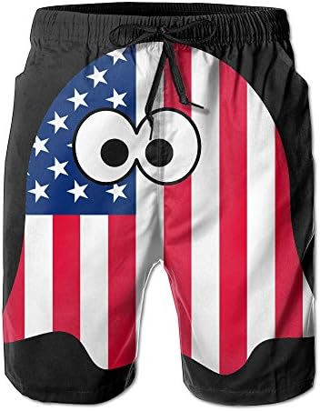 Funny Patriotic Halloween Ghost Men's Tropical Quick Dry Board Shorts Bathing Suits Swimwear Volley Beach Trunks