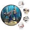 ALAZA 3D Mermaid Dolphin Ocean Round Area Rug Non Slip Rug Floor Mat Carpet Entryway Hallway Sofa Living Room Bedroom Home Decor 3' Diam