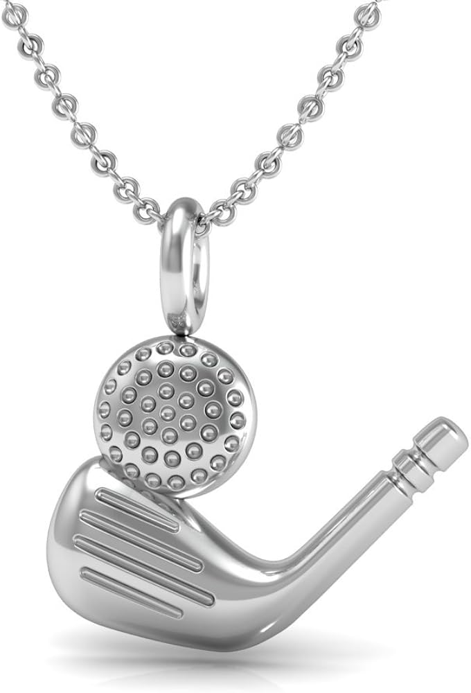 The Best Golf Pendant Necklace, 925 Sterling Silver 18 inch Necklace with a Golf Club and Ball
