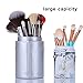 EMOCCI Makeup Brush Holder Large Capacity Make up Brush Case Organizer Cosmetic Cup Cylinder Storage Box Bag Pu Leather (Silver)