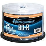 Optical Quantum OQBDR06WIP-H-50 6X 25GB BD-R White Inkjet Printable Single Layer Blu-Ray Recordable Media 50-Disc Spindle