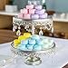 Anastasia Collection Antique Silver 2 Tier Cupcake Stand, Round Metal Glass Top Dessert Wedding Party Display Tower with Crystals
