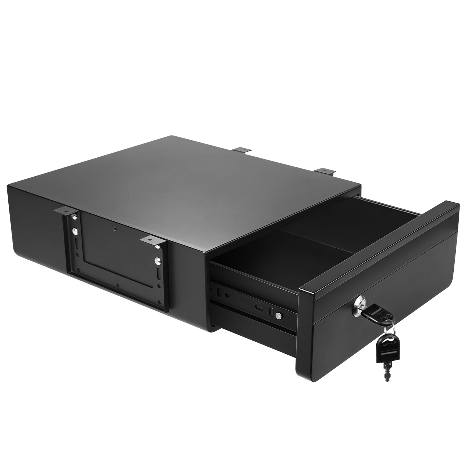 Photo 1 of POPMOON 14 in Deep Under Desk Drawer,Pull Out Storage Organizer with Lock and Keys,Adjustable Height, Metal Storage Drawer with Slide Extension Mounted Under Flat Wooden Table or Workbench