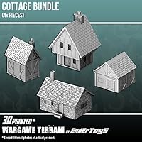 EnderToys Cottage Bundle, Terrain Scenery for Tabletop 28mm Miniatures Wargame, 3D Printed and Paintable