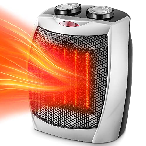 Kismile Small Space Heater Electric Portable Heater Fan for Home and Office  Ceramic Fan Heaters with Adjustable Thermostat, 750W/1500W (8.1 Inch,  Silver) in Dubai - UAE | Whizz Electric Space Heaters