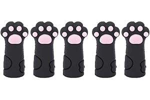 HURRISE 5pcs Cuticle Scissors Cover Protector, Cat Shape Silicone Cuticle Trimmer Protective Sleeve for Nail Toenails Nipper Trimmer Tweezers(Black)
