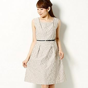 Amazon インディヴィ カラーフォーマル Indivi S 3l展開 パーティ対応 フラワージャガードワンピース 結婚式 お呼ばれ パーティ セレモニー サンド 40 L ワンピース チュニック 通販