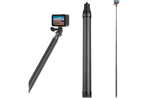 REYGEAK Selfie Stick for Insta 360, Carbon Fiber Selfie Pole for GoPro Max Hero 12 11 10 9 8 7 6 5 Insta 360, DJI Osmo Action Selfie Monopod Lightweight Detachable Extendable (47 inch/116cm)