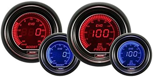 Prosport Evo Series 52mm Digital Boost Turbo & Oil Pressure Gauge Blue/Red